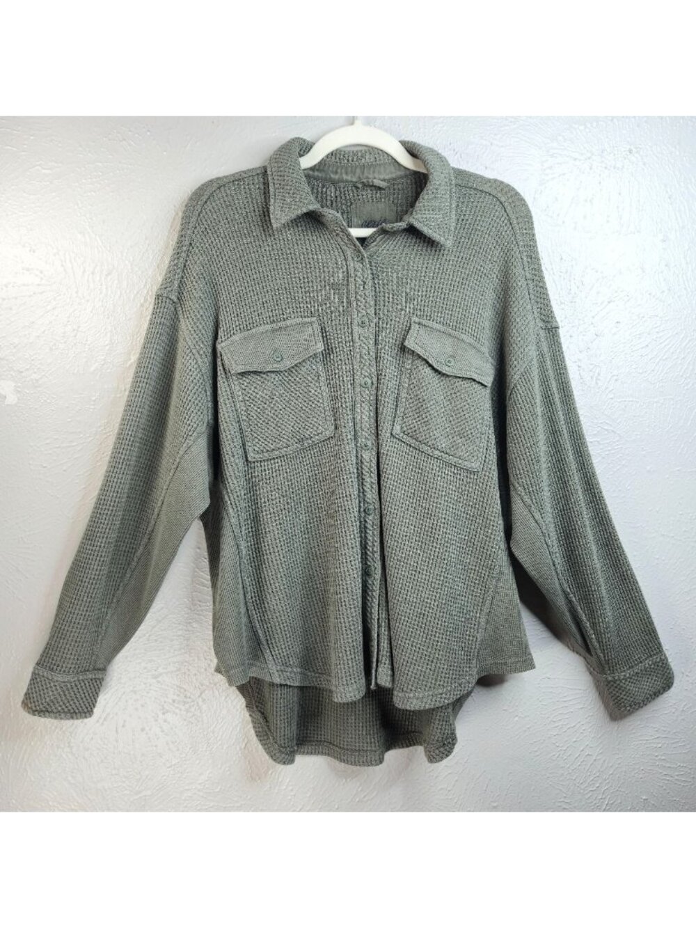 Aerie Oversized Button Down Shirt S Green Double Gauze Indie Sleeze Cover Up Top